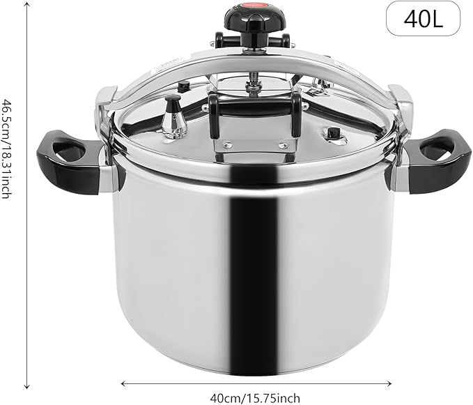 Pressure Cooker, 40L/42.27 Qt Stainless Steel Pressure Stewing Pot, Tabletop/Cooktop 60Kpa High Pressure Cooking Pot, Suitable for Open Fire, Induction Cooker, Electric Stove, Gas Stove