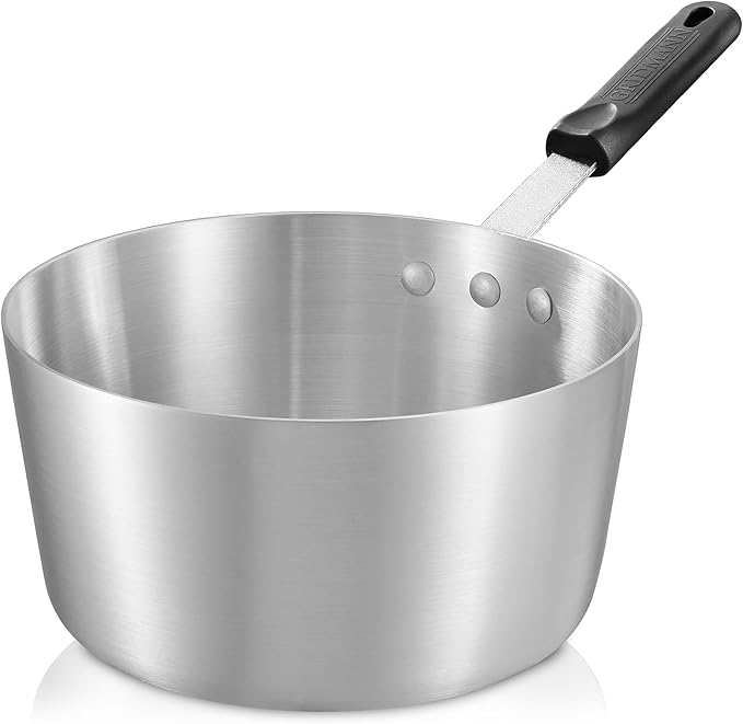 GRIDMANN 5.5-Quart Tapered Aluminum Sauce Pan with Silicone Handle, NSF Listed Heavy Duty Professional Cookware