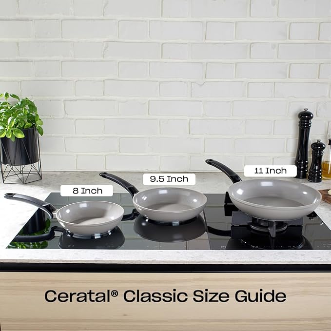 Fissler Ceratal Classic Ceramic 9.5 Inch Non-Stick Frying Pan, Warm Grey, Made without PFAS