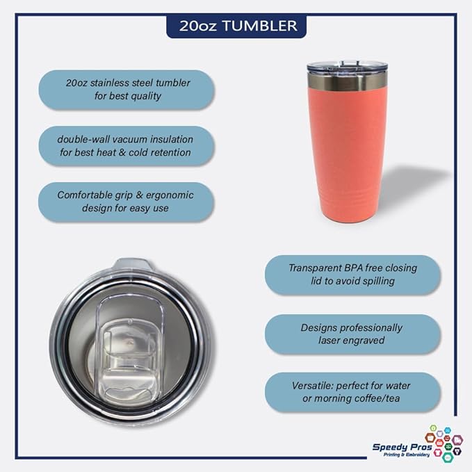 Custom Tumblera Tumblers Travel Mugs Happy Birthday to You A Alphabet & Monograms Birthday Insulated Drinkware Stainless-Steel 20 Oz Coral Personalized Text Here