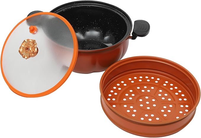 Micro Pressure Cooker, Non-stick Coating Multi-Function Micro Pressure Cooking Pot, Pumpkin Shaped Pressure Cooking Pot, for Home Kitchens, Dormitories, Flats, Etc, 8L/2.11gal (Orange)