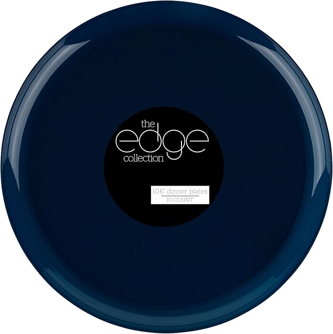 [30 Pack 10.7''] Dark Blue Plastic Party Plates Edge Collection Premium heavyweight Elegant Disposable Tableware Dishes