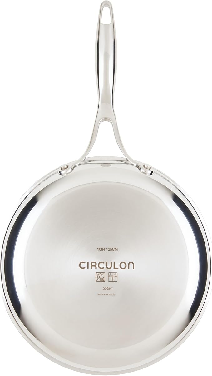 Circulon C1 Series Clad Stainless Steel with ScratchDefense Technology Cookware Nonstick Induction Frying Pans/Skillets, Metal Utensil Safe, 8.5 Inch and 10 Inch, Polished Stainless Steel