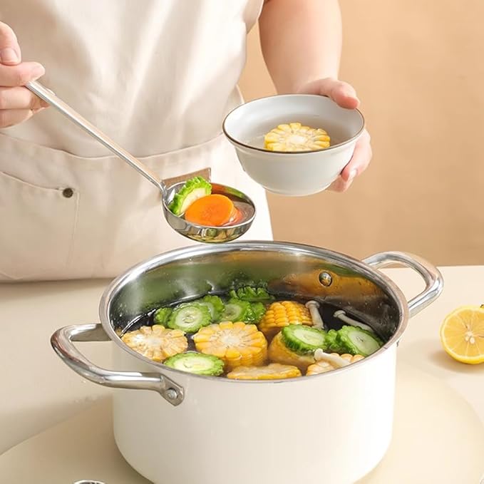 Flat Bottom Ladle,10'' Sauce Ladle,Thick Heavy 18/10 Stainless Steel,Dishwasher Safe (1Pack)