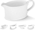 Kook Ceramic Gravy Boat, Serving Dispenser, Porcelain Pitcher for Sauces, Dressings and Creamer, Large Handle, Microwave and Dishwasher Safe, 18 oz, White