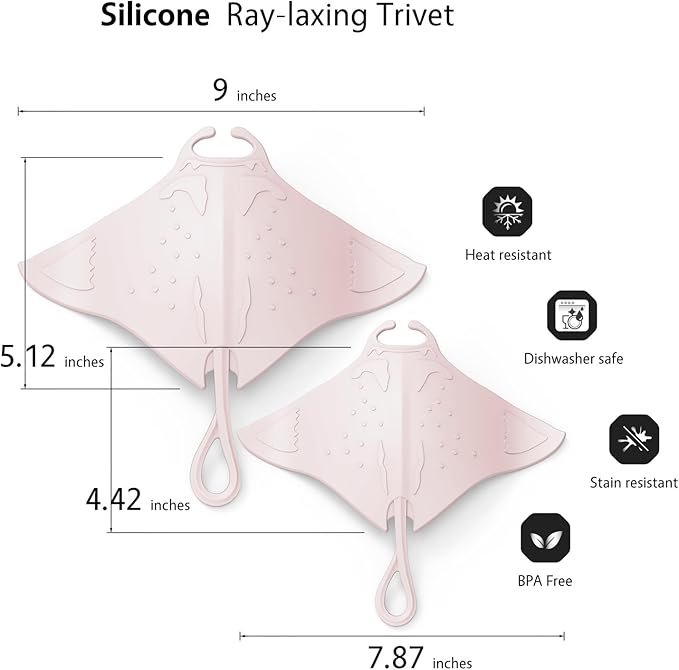 UMIRRO Cute Silicone Trivets for Hot Pots and Pans w/Pop-up Fun, Heat Resistant Mats for Quartz Countertop, Ocean Themed Pot Holder Pads for Coastal Decor, Kitchen Gifts for Beach Lovers Pink 2 Pack