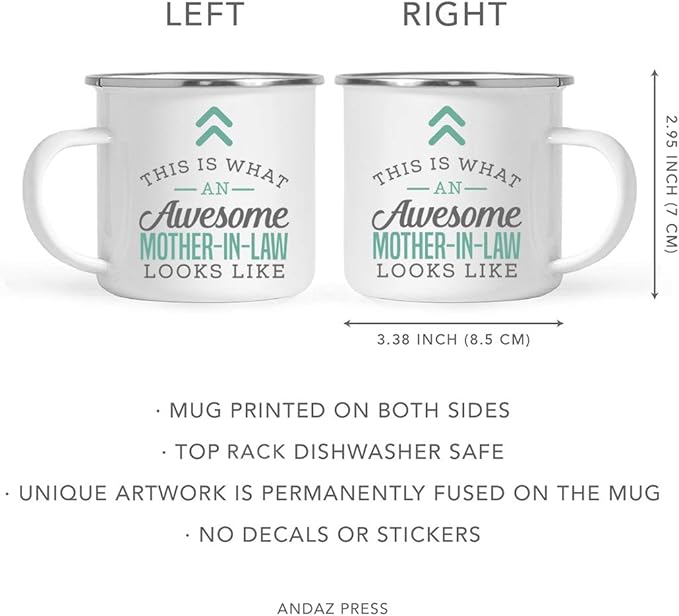 Andaz Press 11oz. Stainless Steel Campfire Coffee Mug Gift, This is What an Awesome Mother-in-Law Looks Like, 1-Pack, Birthday Gift Ideas Coworker Him Her, Includes Gift Box