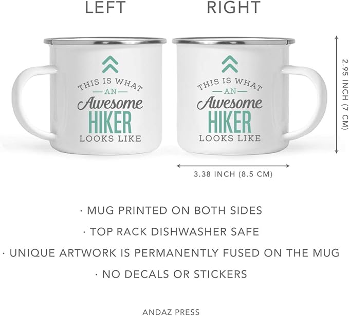 Andaz Press 11oz. Stainless Steel Campfire Coffee Mug Gift, This is What an Awesome Hiker Looks Like, 1-Pack, Birthday Gift Ideas Coworker Him Her, Includes Gift Box