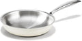KITEXPERT 8" Tri-Ply Stainless Steel Frying Pan – PFOA-Free, Beige Ceramic Exterior, Stainless Steel Handle, Dishwasher & Oven Safe, Compatible with All Stovetops