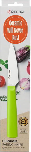 Kyocera INNOVATIONwhite 3" Ceramic Paring Knife - White Z212 Blade with Non-Slip Green Handle