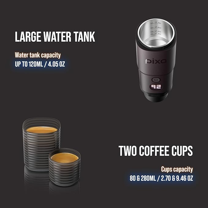 WACACO Coffee Machine Electric & Portable, With 4 Coffee Types & Fast Heat-Up, 9000mAh Battery Up to 5 Cups, 20 Bar Portable Espresso Maker For Ground Coffee & NS Capsule (Tuscan Red)