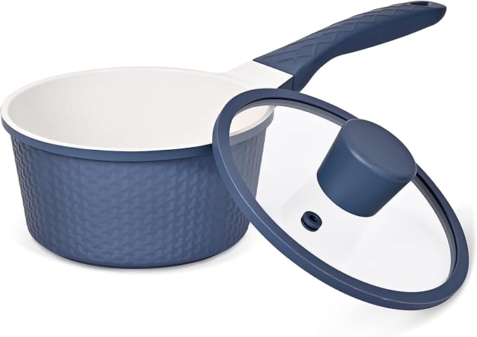 Small Sauce Pan with Lid, 1.5QT Small Cooking Pot, Granite Nonstick Cookware, PTFE & PFOA Free, Dishwasher Safe, Perfect for Boiling Milk, Sauce, Gravies, Pasta, Noodles