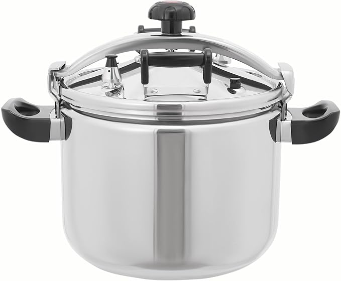 Stainless Steel Pressure Cooker 60kpa Large Pressure Canner Triple-Layer Composite Base Canning Pot with Resilient Beam & 2 Valves for Open Fire, Electric Stove, Induction Stove (40L/42.27Qt)