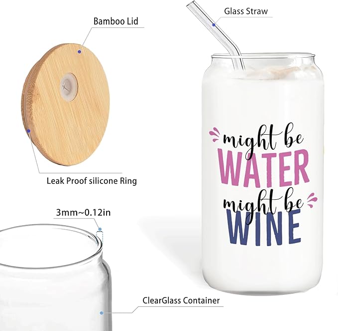 Wine glasses cup Gifts for Cocktail Lovers, Funny Might Be Wine Tumbler Gifts For Women 14oz,Tequila Lime drinking jar for Cocktail Lovers