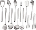 18/10 Stainless Steel Kitchen Utensils, Metal Cooking Utensils Set, 12 PCS Large Metal Cooking Utensil Tools Set