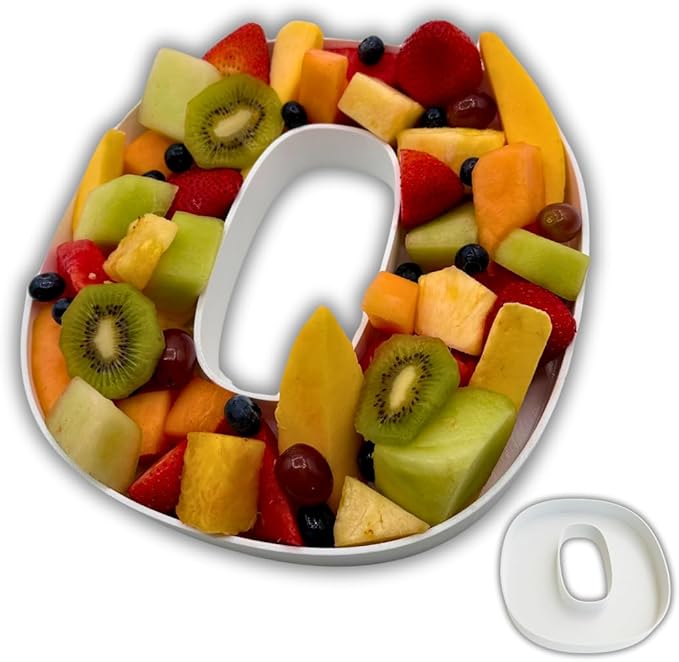 Hard Plastic Reusable Fillable Letters Numbers Serving Trays for Party Decoration (O, White)