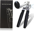 Crank Can Opener Manual，Heavy Duty for Seniors with Ergonomic Soft Grip Handles and Magnetic Lid Lifter for Large Cans,Stainless Steel, Black