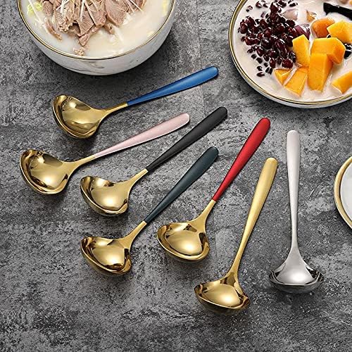 Pink Gold Soup Ladle Colander Slotted Spoon Set Skimmer Strainer Stainless Steel Gravy Hot Pot Server