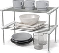 carrotez Cabinet Organizer Shelf, Set of 2 Stackable Kitchen Counter Shelves, Kitchen Cabinet Organizers and Storage, Pantry Storage Shelf Organizer, 15.7 x 7.8 x 6.1 - White
