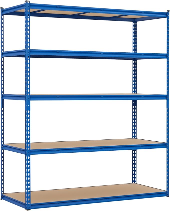 GarveeHome 5 Tiers Garage Storage Shelves, 2500LBS Capacity Metal Shelving Unit for Garage, Industrial, Warehouse, Kitchen, Closet, 60" W x 24" D x 71" H, Blue