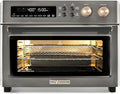 VAL CUCINA Infrared Heating Air Fryer Toaster Oven, Extra Large Countertop Convection Oven 10-in-1 Combo, 6-Slice Toast, Enamel Baking Pan Easy Clean with Recipe Book, Black Matte Stainless Steel