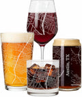 Blue Ridge Mountain Gifts - Austin Souvenir - Texas Glassware Gift, Etched City Map, Laser Engraved and Dishwasher Safe