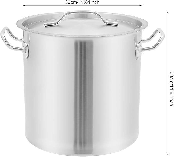 Large Stock Pot with Lid, Stainless Steel Cookware Stockpot, 22.2 Quart Heavy Duty Soup Pot with 2 Handles, All Stoves Compatible, Fast and Uniform Heating
