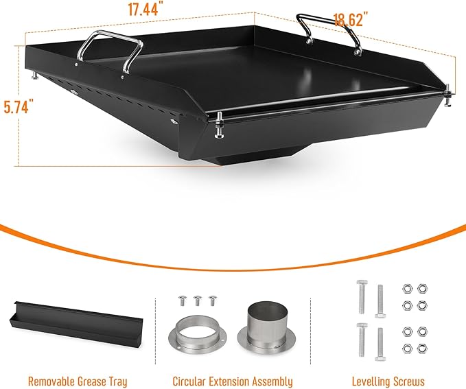 Stanbroil Griddle Hack for Most Pellet Grills, Non-Stick Griddle Insert 17.4" W x 18.6" D, Pellet Grill Accessories for Traeger, Pit Boss, Camp Chef, Green Mountain Grills, Z GRILLS and More