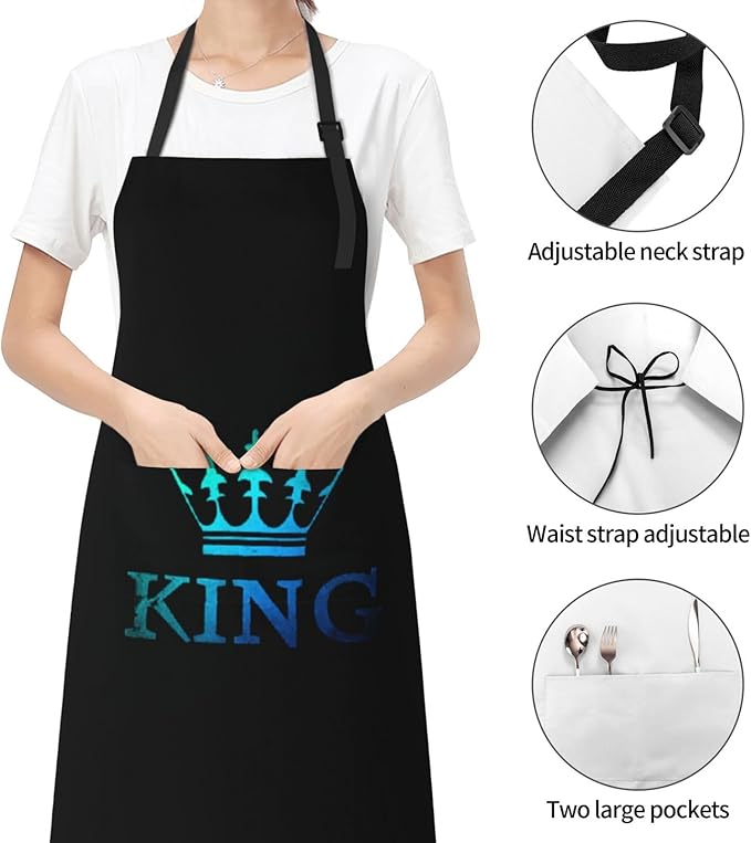 King Aprons Mens Aprons with Pockets and Adjustable Cool Apron for Gardening Cooking Kitchen