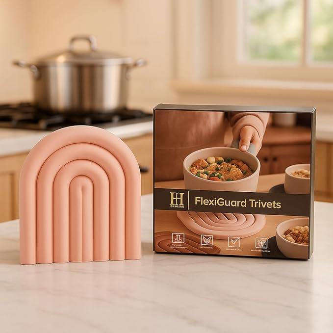 Silicone Trivets for Hot Dishes – Heat-Resistant, Non-Slip Pot Holders for Kitchen & Coasters – Durable Hot Pads for Pots, Pans, Baking Dishes & Kitchen Appliances (Lotus Pink - 2pcs)