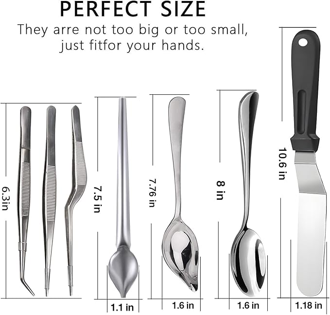 Culinary Specialty Tools,Professional Chef Plating Kit, 7 Piece, Stainless Steel