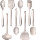 LIANYU 8Pcs Kitchen Cooking Utensils Set, Silicone Cooking Utensil Set, Heat Resistant Kitchen Tools for Nonstick Cookware, Includes Silicone Spatula, Spoon, Ladle, Turner, Dishwasher Safe, Khaki