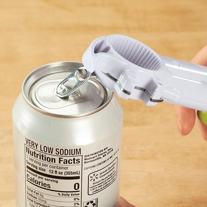 6 in 1 Can Opener, Crafted With 100% Durable Plastic and Metal, Easy Storage, Kitchen Gadgets - Measures 8" Long x 2 1/2" Wide, by Home Marketplace
