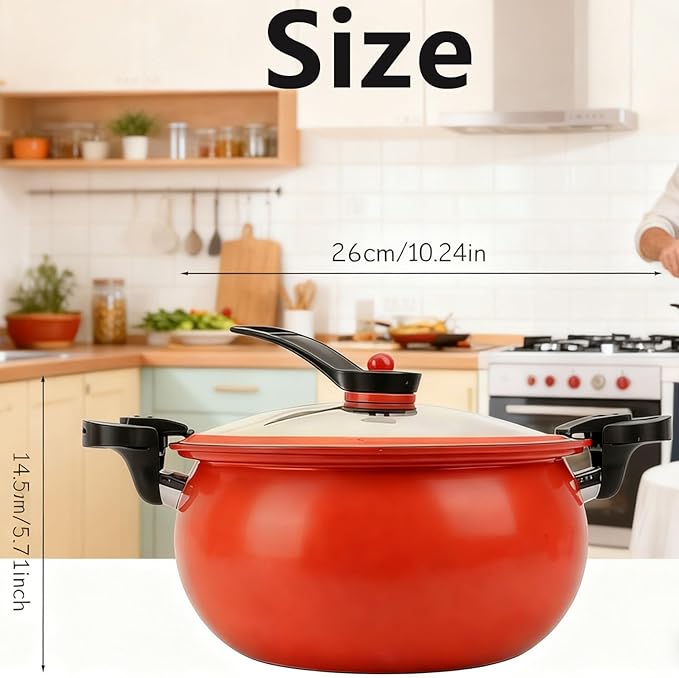 8QT Multifunctional Large Capacity Non-Stick Pressure Cooker, Microwave Pressure Cooker With Visible Transparent Glass Cover, Fast Cooking Cookware, Universal Stew Pot For Meals Soups Stews (Gray)