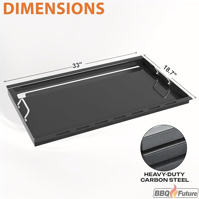Full Size Griddle Insert for Weber Genesis II 400 Series Gas Grills, 6789 Flat Top Grill Griddle with Handles for Weber GS4 Genesis II E410 Genesis II LX 440 Series Gas Grill, Carbon steel, Black