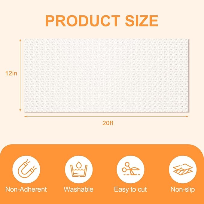 FEXIA Shelf Liner 12 Inch x 20 FT Clear Non Slip Waterproof Cabinet and Drawer Liner for Kitchen Cabinet Refrigerator Pantry Closet Durable Non Adhesive
