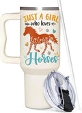 Horse Gifts For Girls - Horse Gifts for Women - Christmas, Mothers Day, Birthday Gift For Horses Lovers - Horses Riding Lover Gift - 40Oz Tumbler With Handle & Straw