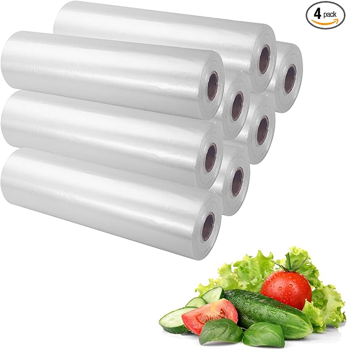 Plastic Produce Bag 12" X 20", Clear Food Storage Bags for Food, Fruit, Vegetable, Refrigerator Storage, Kitchen,350 Bags/Roll (8 Rolls)