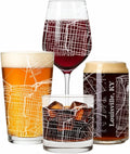 Blue Ridge Mountain Gifts - Louisville Souvenir - Kentucky Glassware Gift, Etched City Map, Laser Engraved and Dishwasher Safe