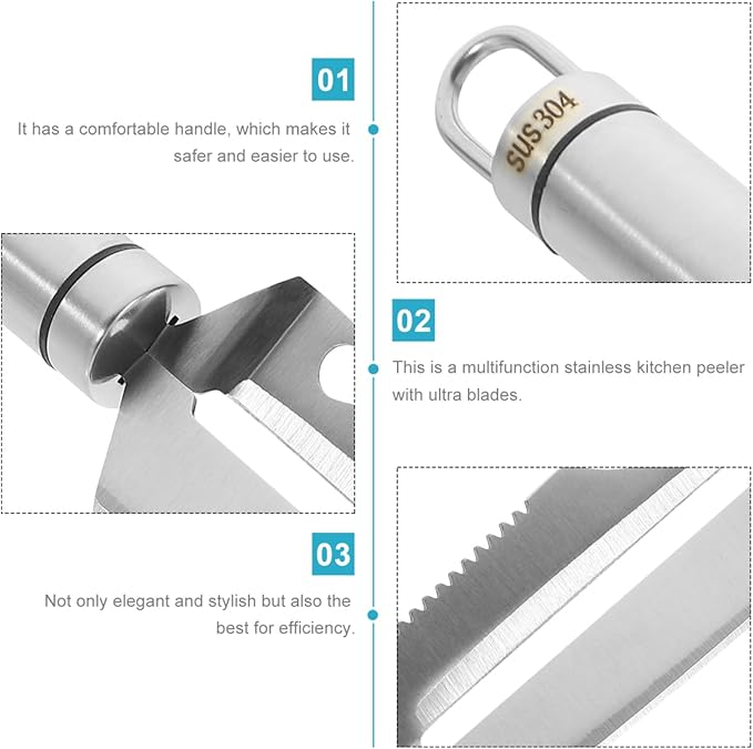 BESTONZON Multifunction Paring Knife Stainless Steel Peeler Gourd Grater Parer for Vegetable Fruit