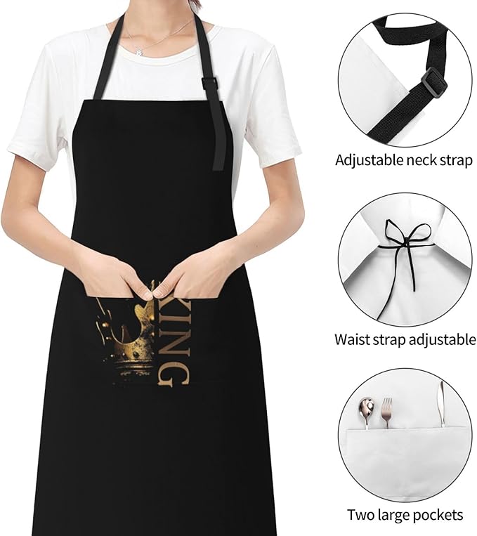 King Aprons Mens Aprons with Pockets and Adjustable Cool Apron for Gardening Cooking Kitchen
