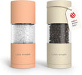 LARS NYSØM Salt and Pepper Grinder Set, Manual Salt and Pepper Mills with Adjustable Ceramic Grinder, Design Spice Shaker Set (Peach/Beige)