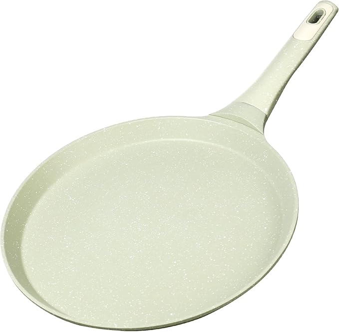 Nonstick Crepe Pan, Coating Induction Compatible Skillet Griddle | Dosa Tawa Pan for Roti, Tortillas & Pancakes | Eco-Friendly 100% Free PFOA,PFAS, Lightweight with Cool-Touch Handle