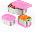Small Stainless Steel Lunch Containers for Kids | Leak Proof BPA Free Snack Containers with Silicone Lids - Perfect Metal Snack Containers with Lids for School and Daycare (25oz+8oz*2)