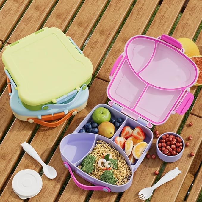 Lunch boxes for kids， Leakproof Bento box with Compartments - BPA-Free & Chemical Dye-Free, Suitable for children of all ages, Perfect for School Lunches, Picnics & Short Trips . (Lime Yellow)