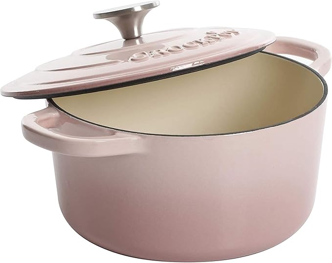 Crock-Pot Artisan Round Enameled Cast Iron Dutch Oven, 5-Quart, Blush Pink
