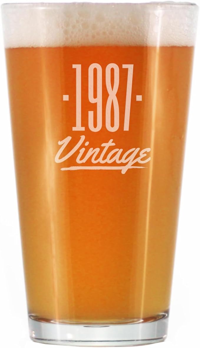 Vintage 1987 Pint Glass for Beer - 38th Birthday Gifts for Men or Women Turning 38 - Fun Bday Party Decor - 16 oz