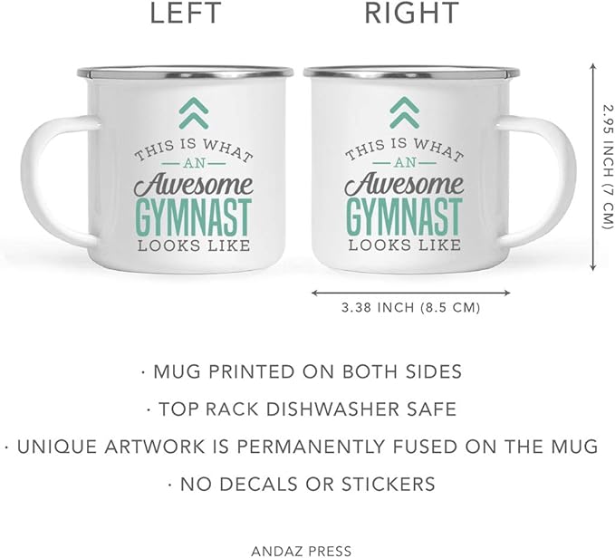 Andaz Press 11oz. Stainless Steel Campfire Coffee Mug, Awesome Gymnast Coffee Mug, Birthday Gift Idea, Includes Gift Box