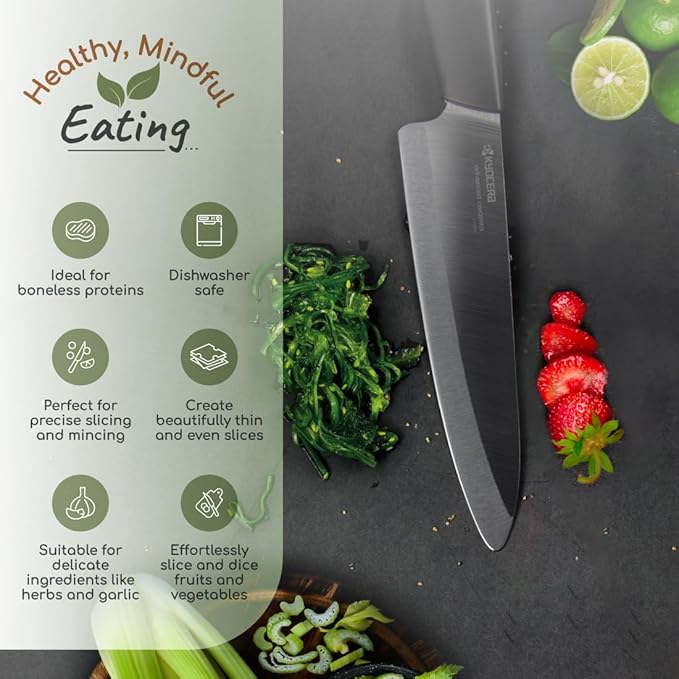 Kyocera’s Revolution Ceramic Revolution Series: 7” Professional Ceramic Chef Knife, Black