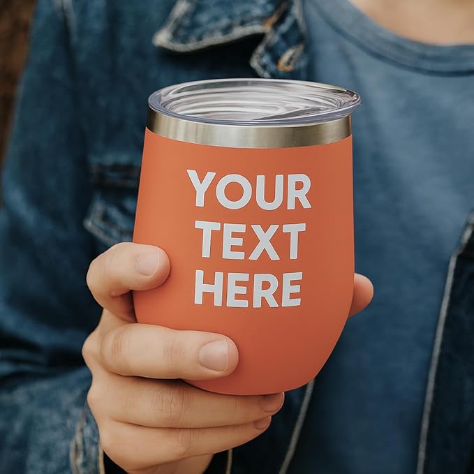 Gifts Inscribed Personalized Wine Tumbler with Lid – Orange Custom Text Engraved Stainless Steel Insulated Mug for Hot & Cold Drinks – Customized Bridesmaid, Wedding, or Birthday Gift